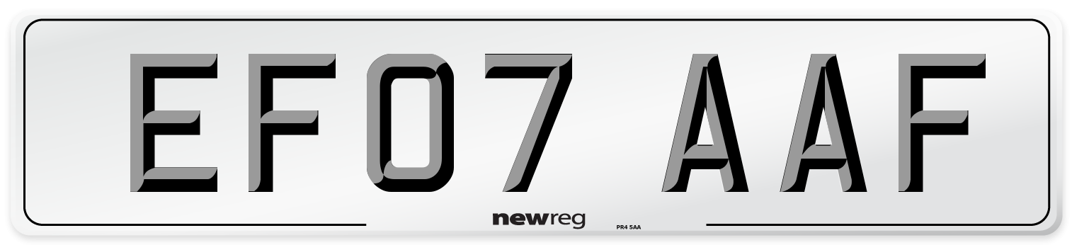 EF07 AAF Number Plate from New Reg